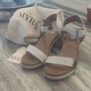 Myra Bag Tan and Cream Sandals